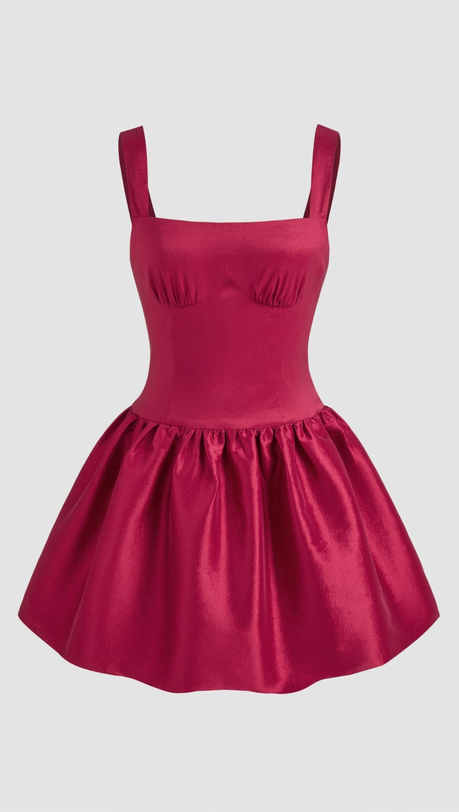 SQUARE NECK BOWKNOT ZIPPER MINI DRESS IN RED