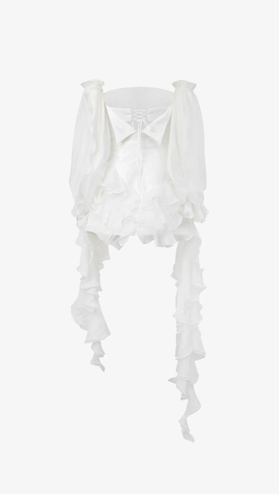 STRAPLESS RUFFLE RIBBON MINI DRESS