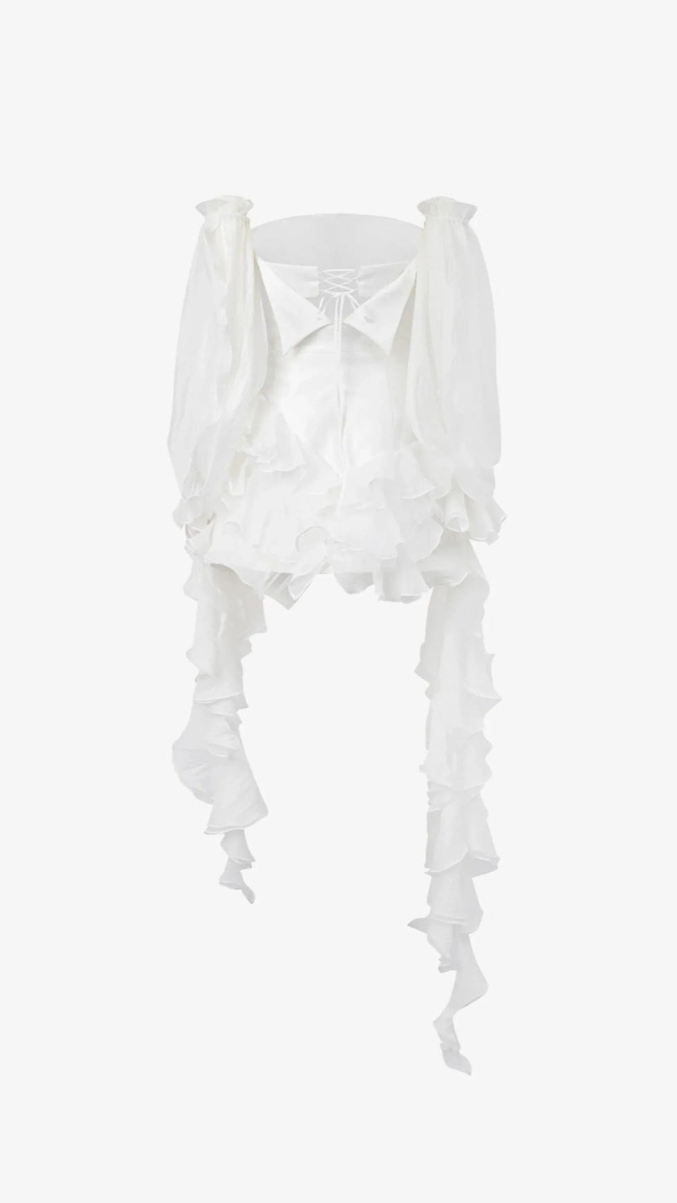 STRAPLESS RUFFLE RIBBON MINI DRESS