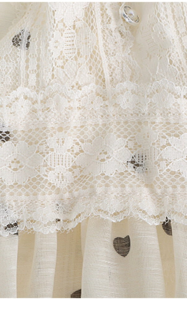AIIZIE POLKA DOT V-NECK A-LINE MINI DRESS IN APRICOT - product image