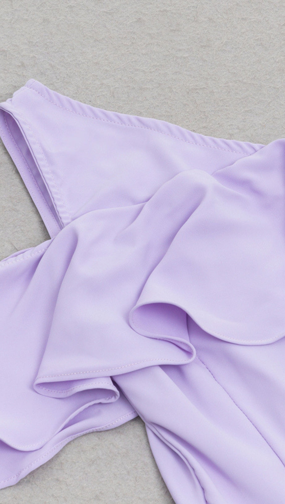 ONE - SHOULDER RUFFLED MIDI DRESS IN LAVENDER