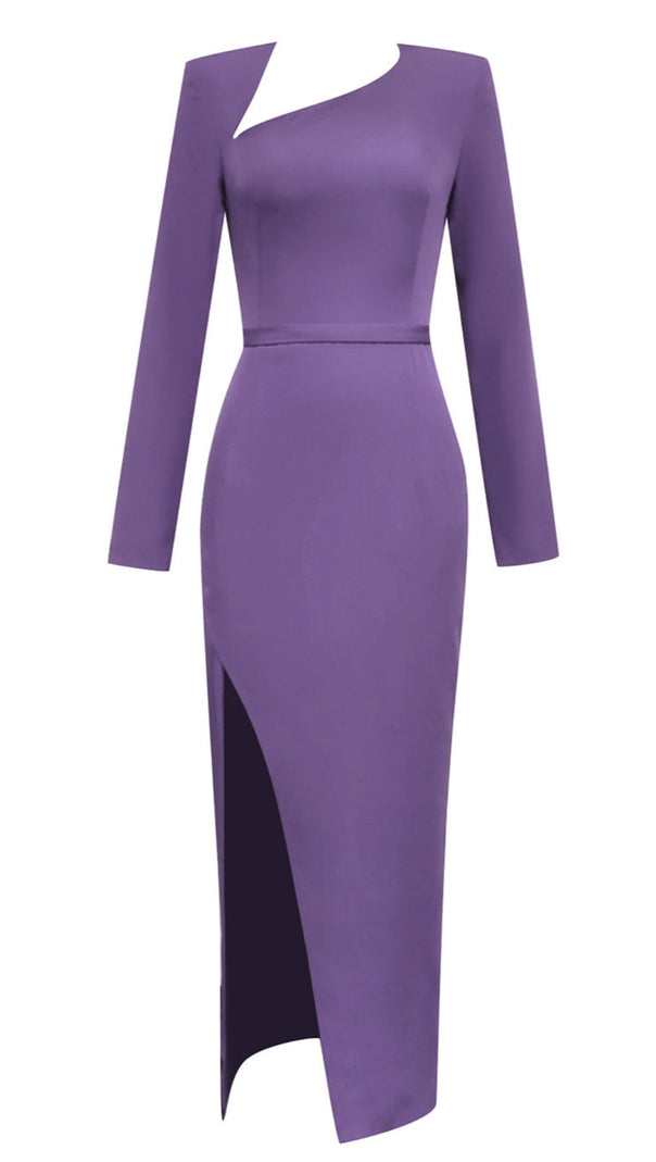 AIIZIE ONE SHOULDER SLIT MIDI DRESS IN PURPLE - product image