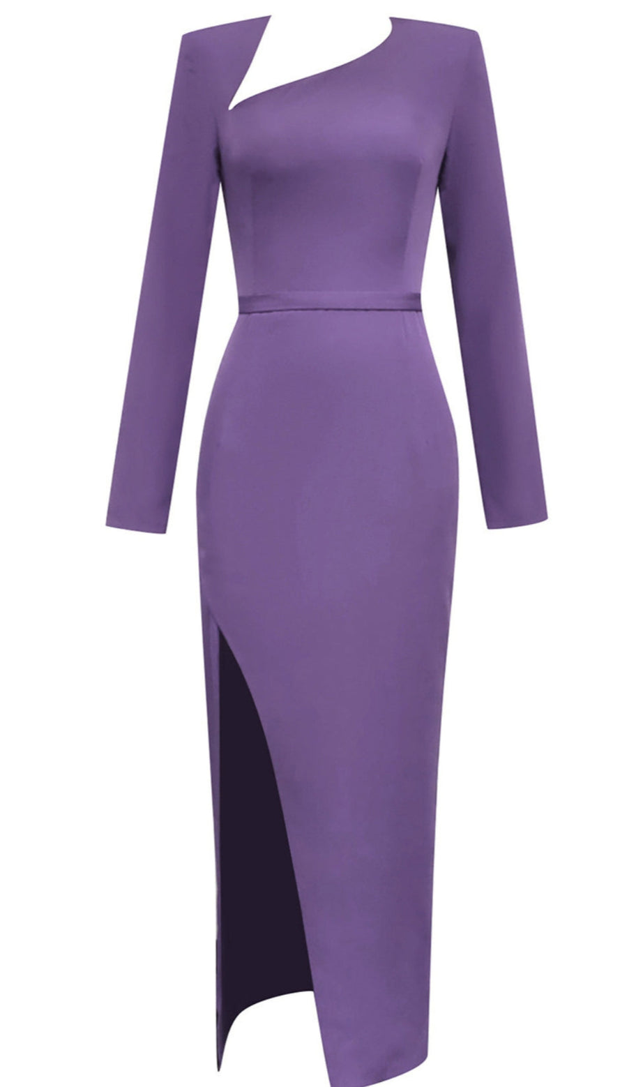 One Shoulder Slit Midi Dress in Purple
