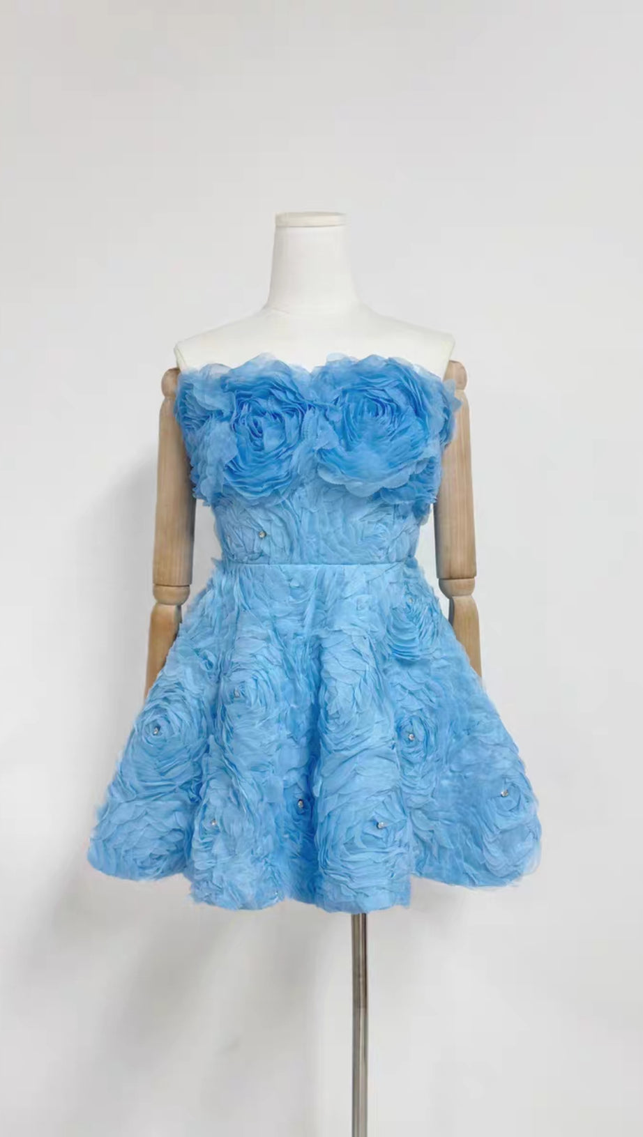 FLOWER RHINESTONE STRAPLESS MINI DRESS IN PINK