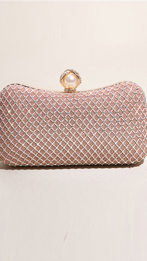 AIIZIE GLITTER BLUSH BEADED PARTY CLUTCH - product image