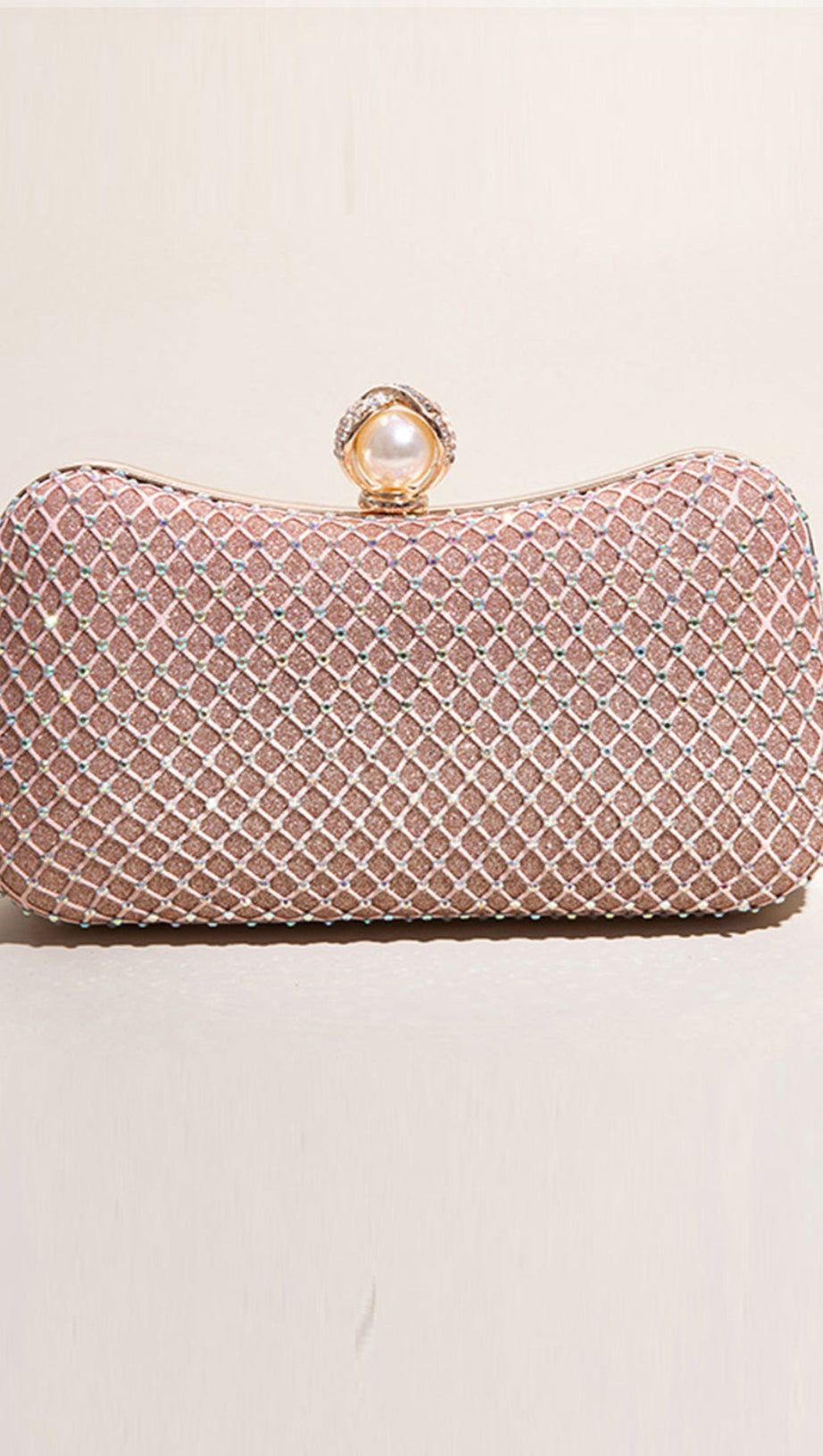 GLITTER BLUSH BEADED PARTY CLUTCH
