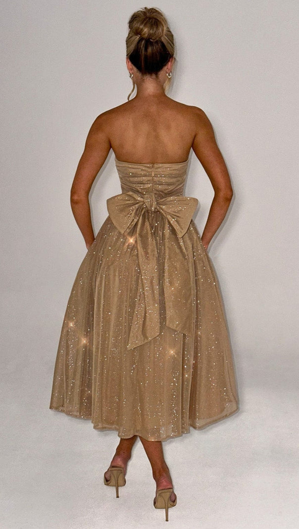 AIIZIE MARISSA MIDI DRESS - GOLD SPARKLE - product image