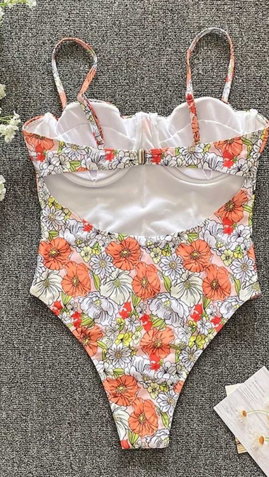 MOIS PRINTED CUTOUT SWIMSUIT