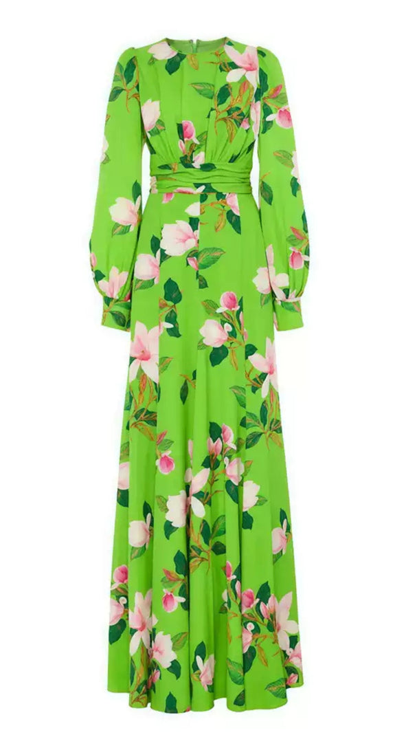 AIIZIE GREEN FLORAL LONG SLEEVE MAXI DRESS - product image