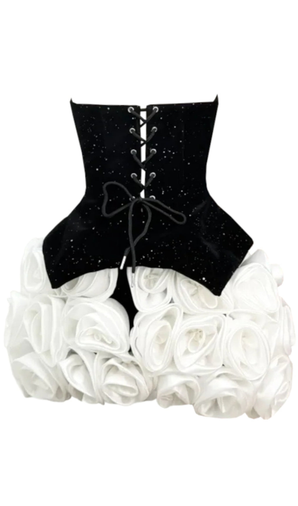 AIIZIE DORIS 3D FLOWER SEQUIN STRAPLESS MINI DRESS IN BLACK - product image
