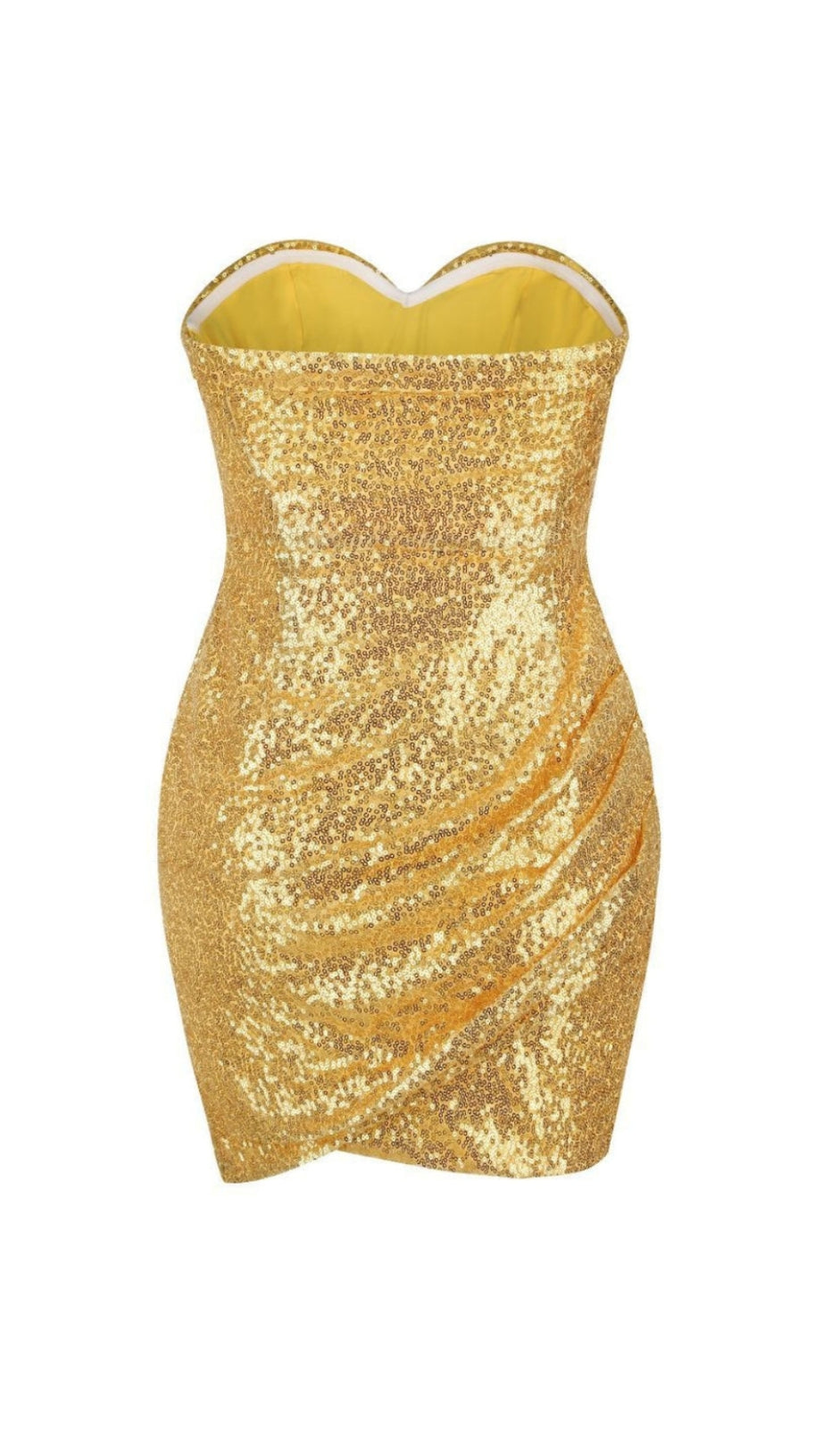 HEDWIG SEQUIN PLEATED STRAPLESS MINI DRESS IN GOLD