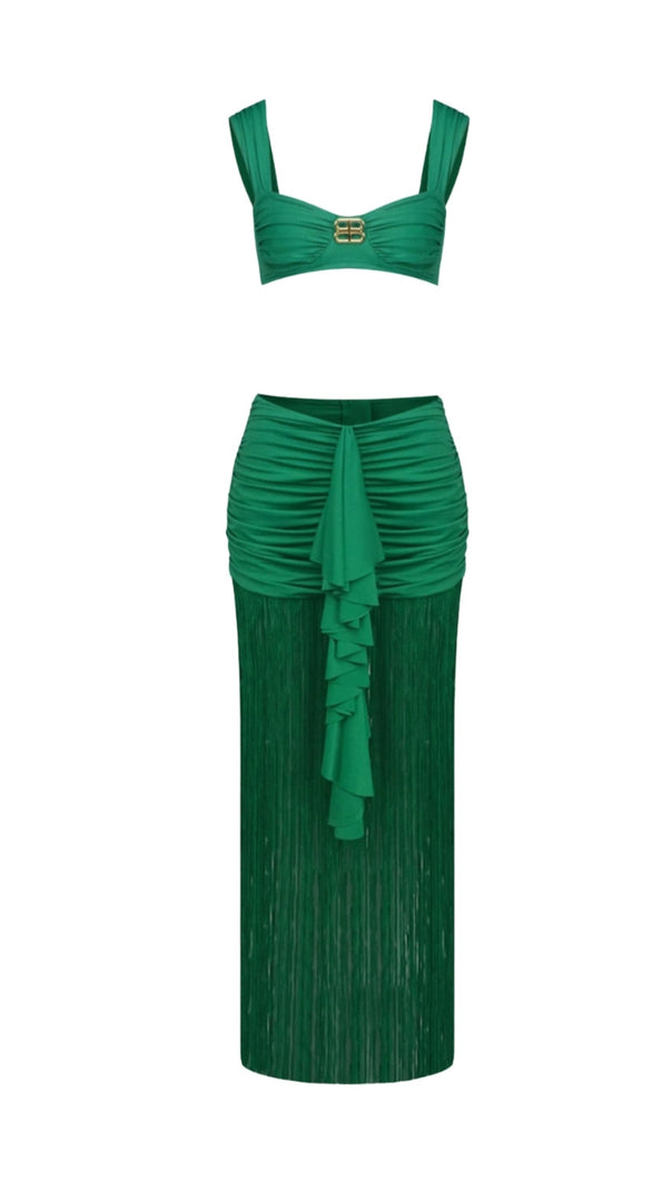AIIZIE TYONSKA FRINGE RUCHED TWO PIECE SET - product image