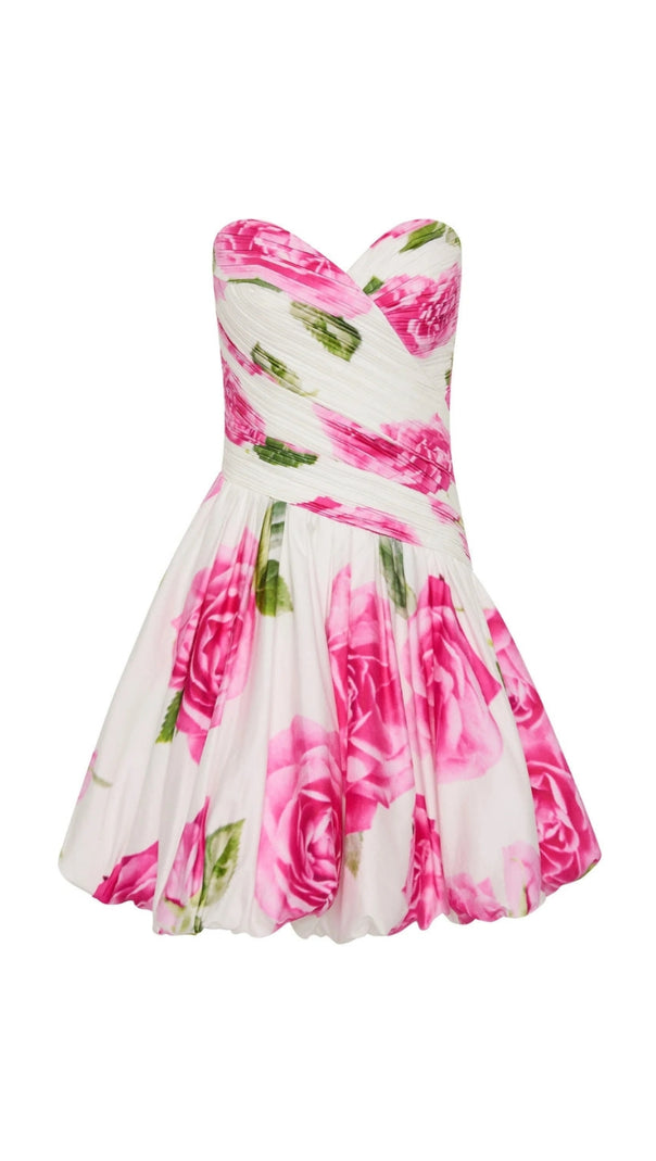 AIIZIE ROSE LIGHT BUBBLE HEM STRAPLESS MINI DRESS - product image