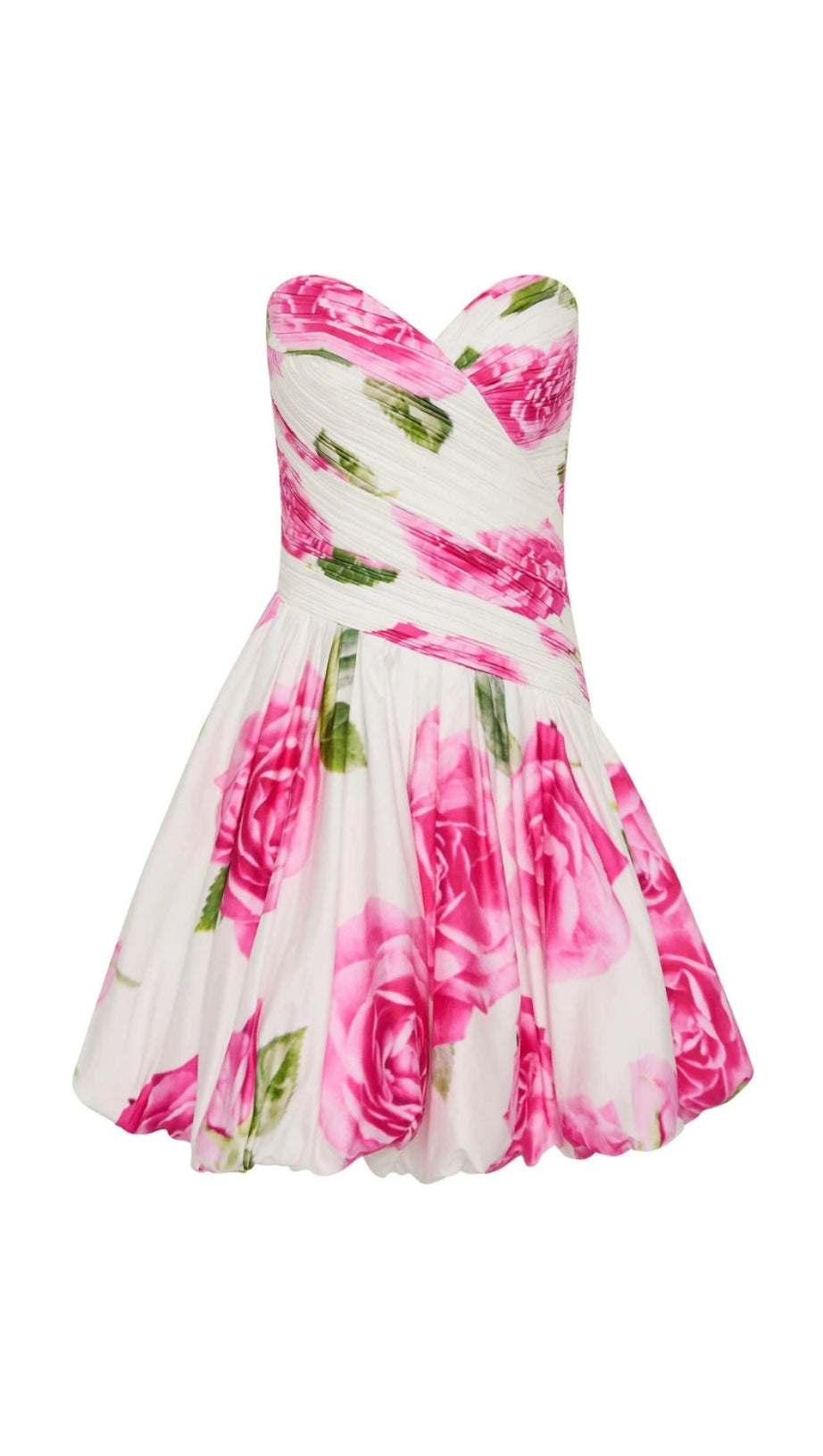 ROSE LIGHT BUBBLE HEM STRAPLESS MINI DRESS