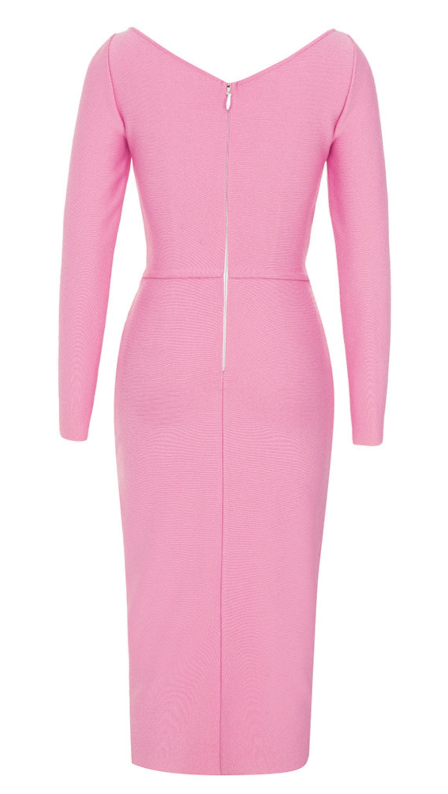 Cutout-Knopf – Midikleid mit Schlitz vorne in Pink