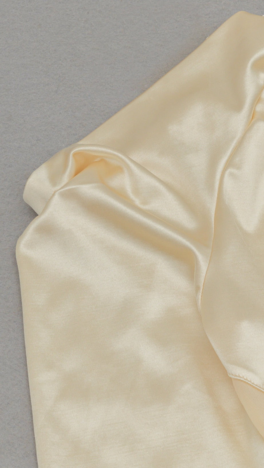 SATIN RUFFLED HIGH - NECK MAXI DRESS IN IVORY