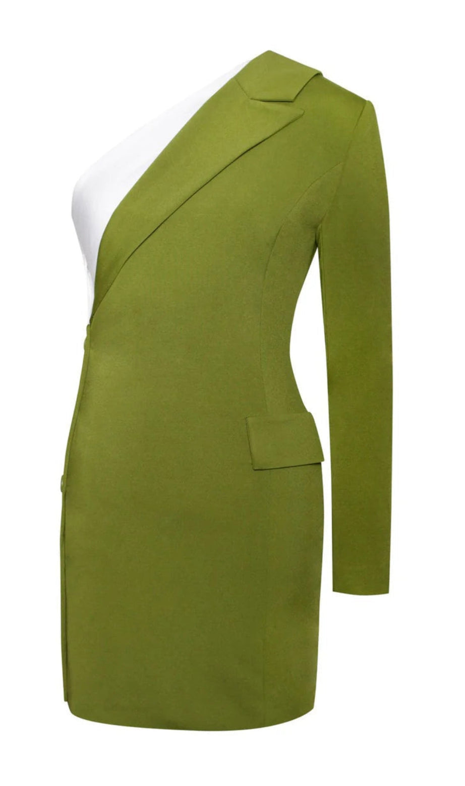 Mini abito blazer monomanica color oliva