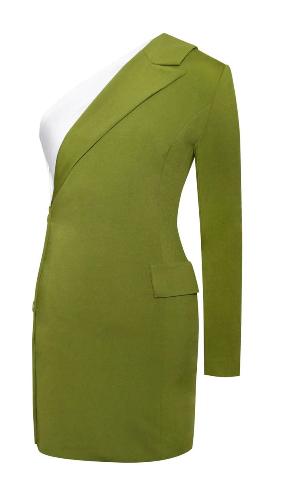 Olivgrünes Blazer-Minikleid mit einem Ärmel