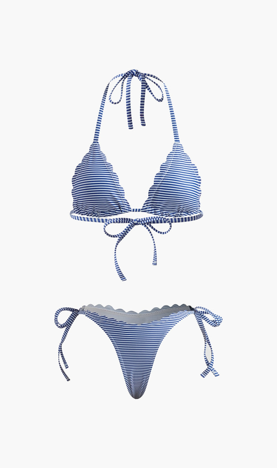 Bikini imbottito rimovibile a righe con scollo all'americana