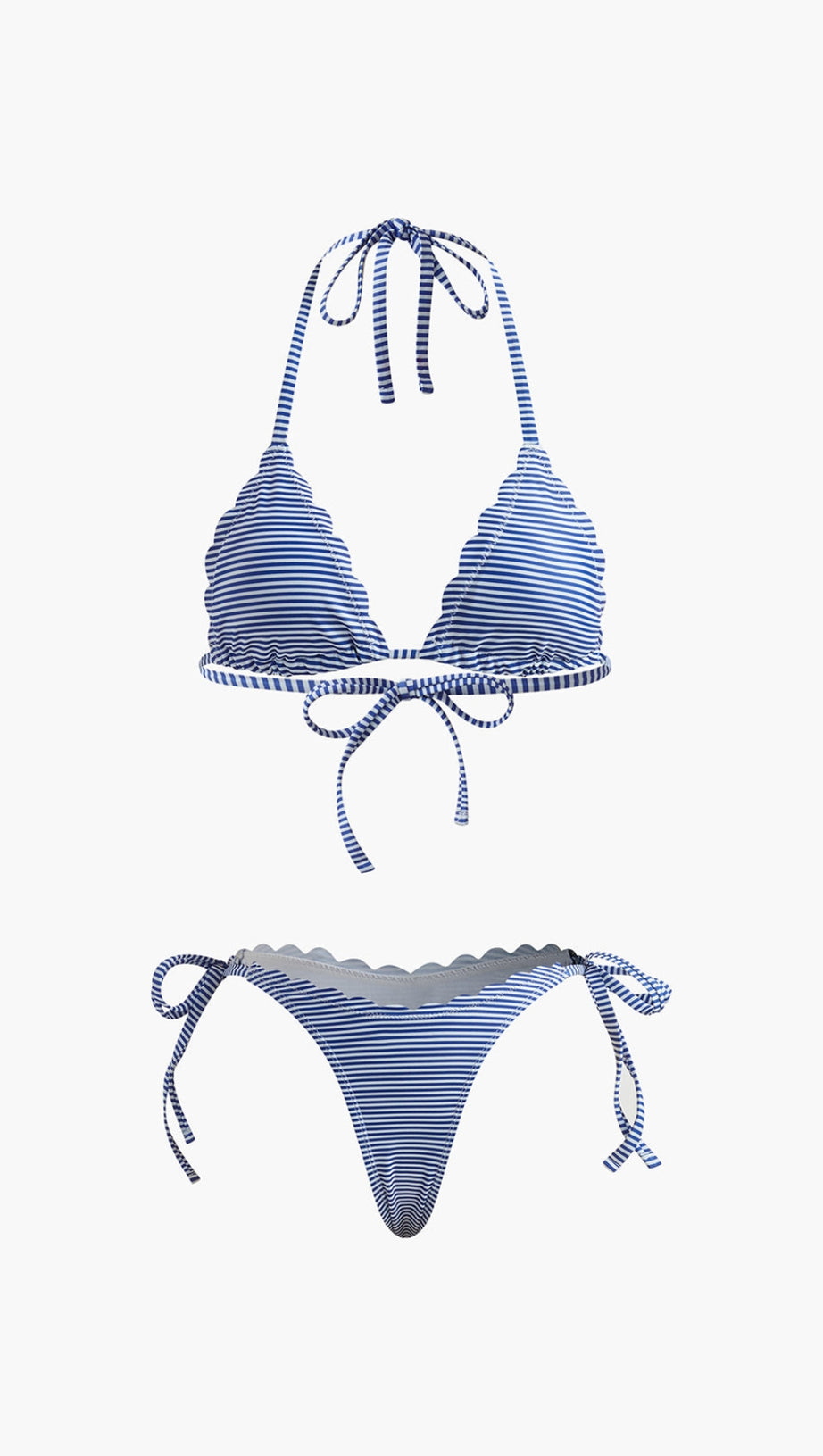 Neckholder-Bikini-Set mit Streifen und herausnehmbarer Polsterung