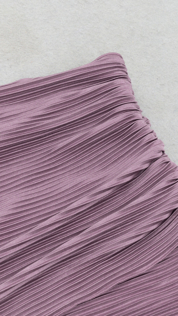 AIIZIE OFF - SHOULDER RUFFLED RUCHED MIDI DRESS IN PURPLE - product image