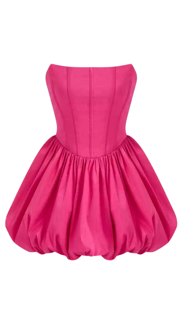AIIZIE BUBBLE STRAPLESS MINI DRESS IN FUCHSIA - product image