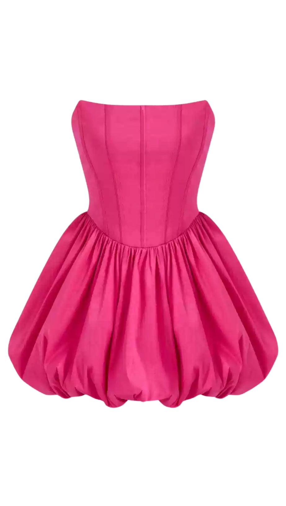 Mini abito senza spalline a bolle in fucsia