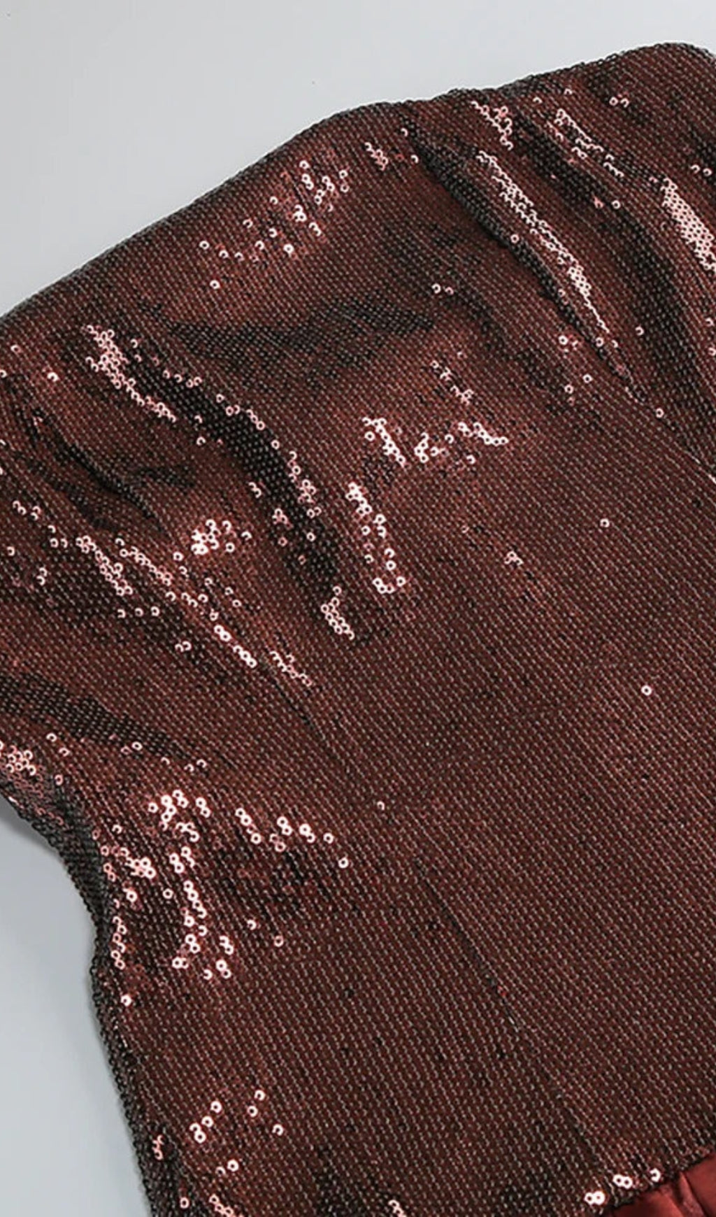 AIIZIE STRAPLESS SEQUIN BUBBLE MINI DRESS IN BROWN - product image
