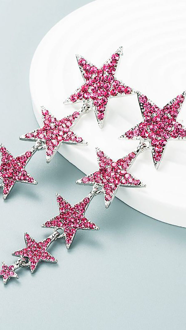 AIIZIE FUCHSIA FIVE-POINTED STARS PROM EARRINGS - product image