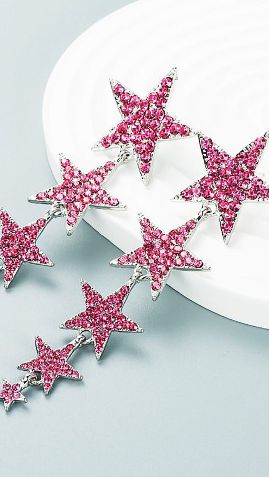 FUCHSIA FIVE-POINTED STARS PROM EARRINGS