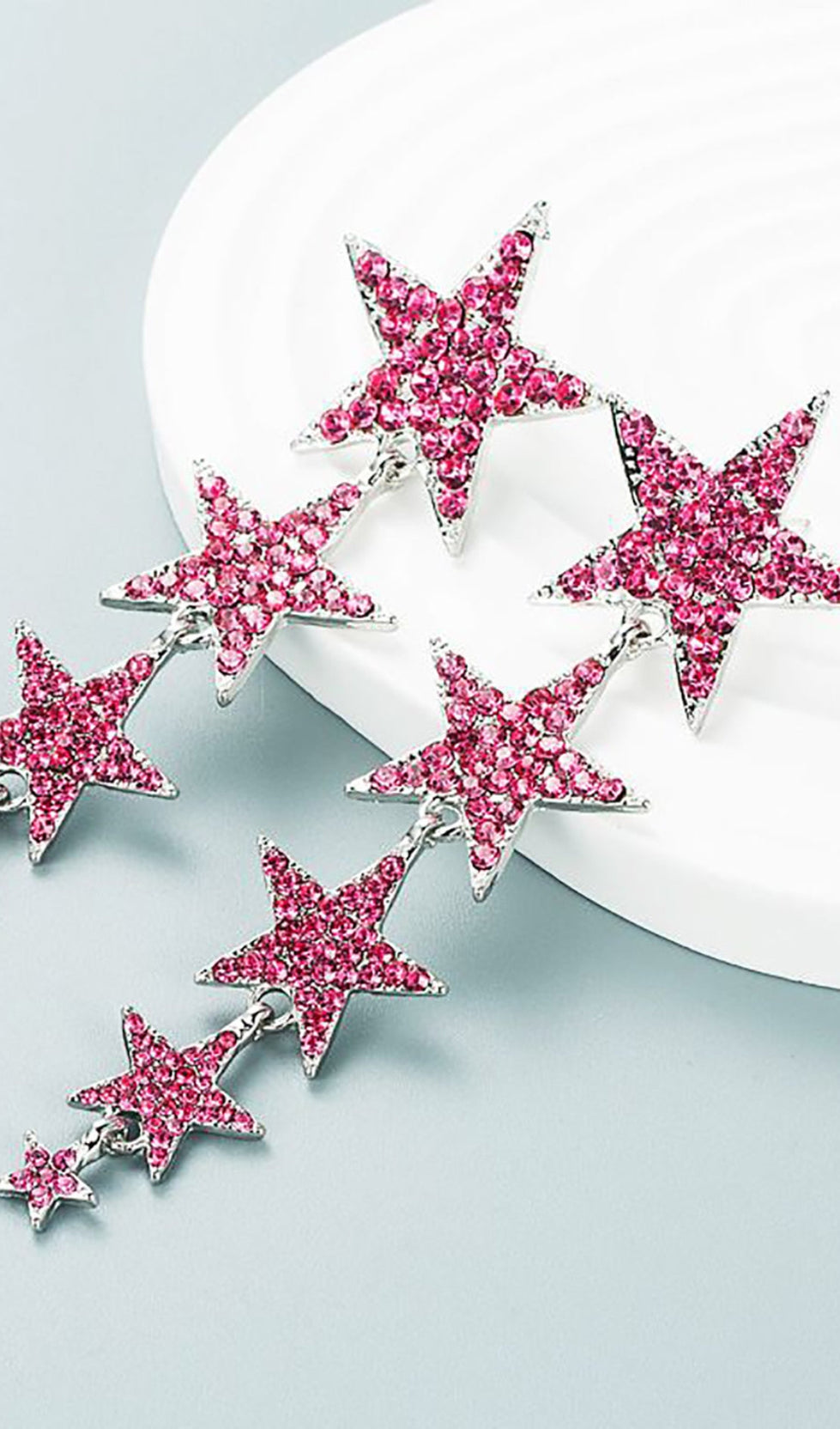 FUCHSIA FIVE-POINTED STARS PROM EARRINGS