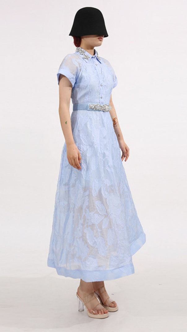AIIZIE DAISY CRYSTAL EMBELLISHED MIDI DRESS IN BLUE - product image