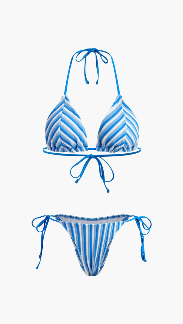 AIIZIE HALTER TRIANGLE STRIPED BIKINI SET - product image