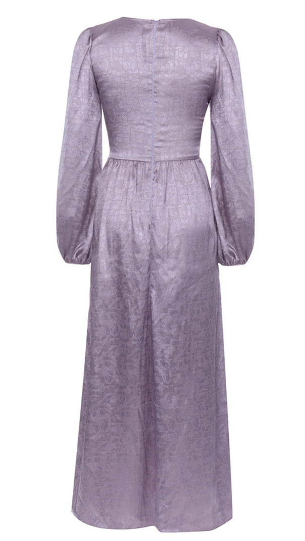 AIIZIE V - NECK BELTED BROCADE LONG - SLEEVE IN PURPLE - product image