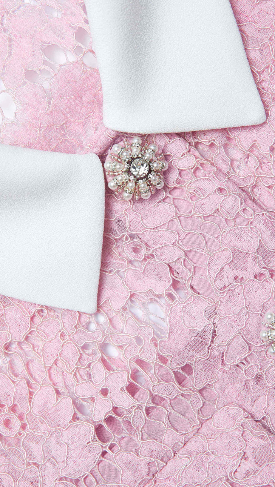 PINK LACE COLLARED MINI DRESS