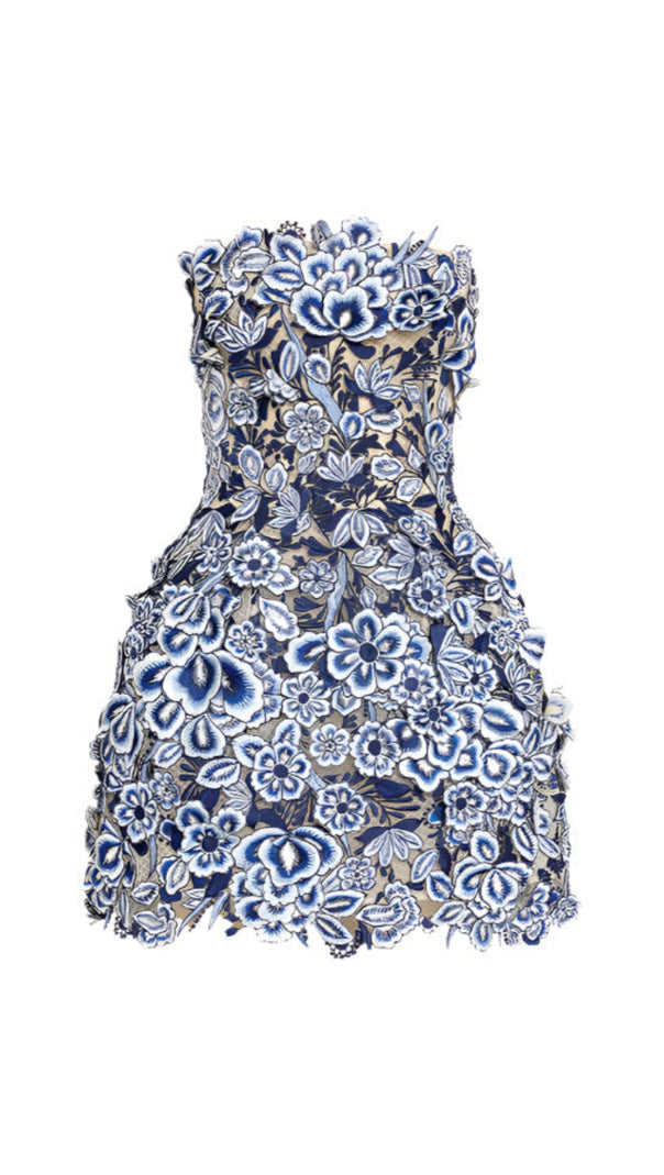 AIIZIE STRAPLESS THREADWORK EMBROIDERED MINI DRESS - product image