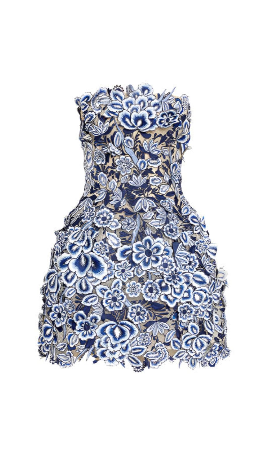 Strapless Threadwork Embroidered Mini Dress