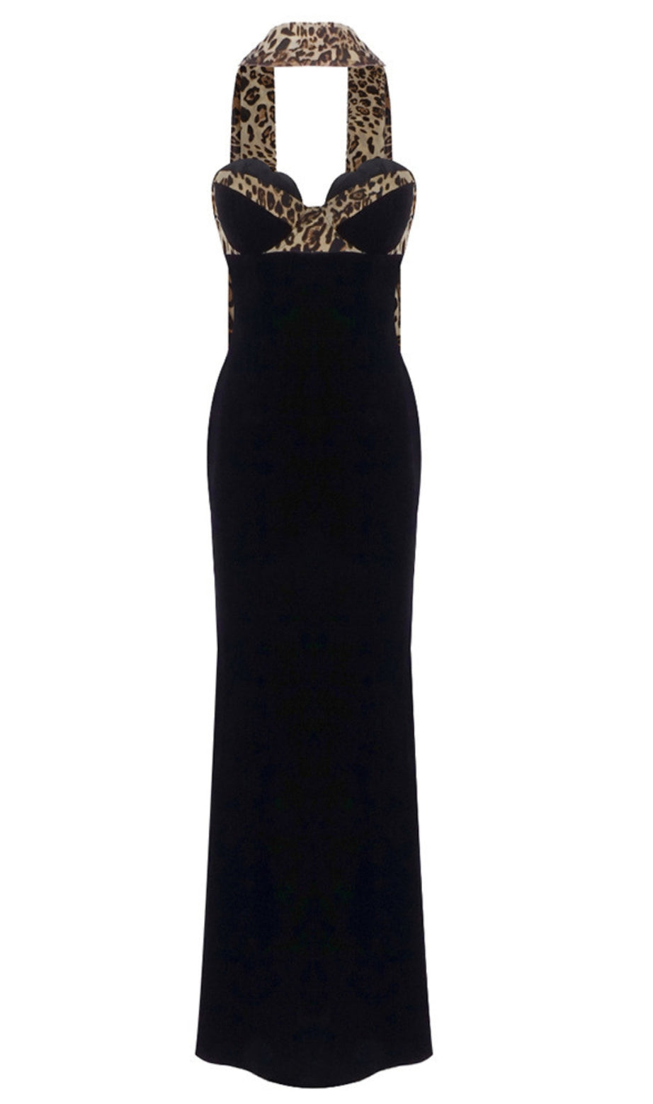 Square Neck Textured Floral Mermaid Dress in Black