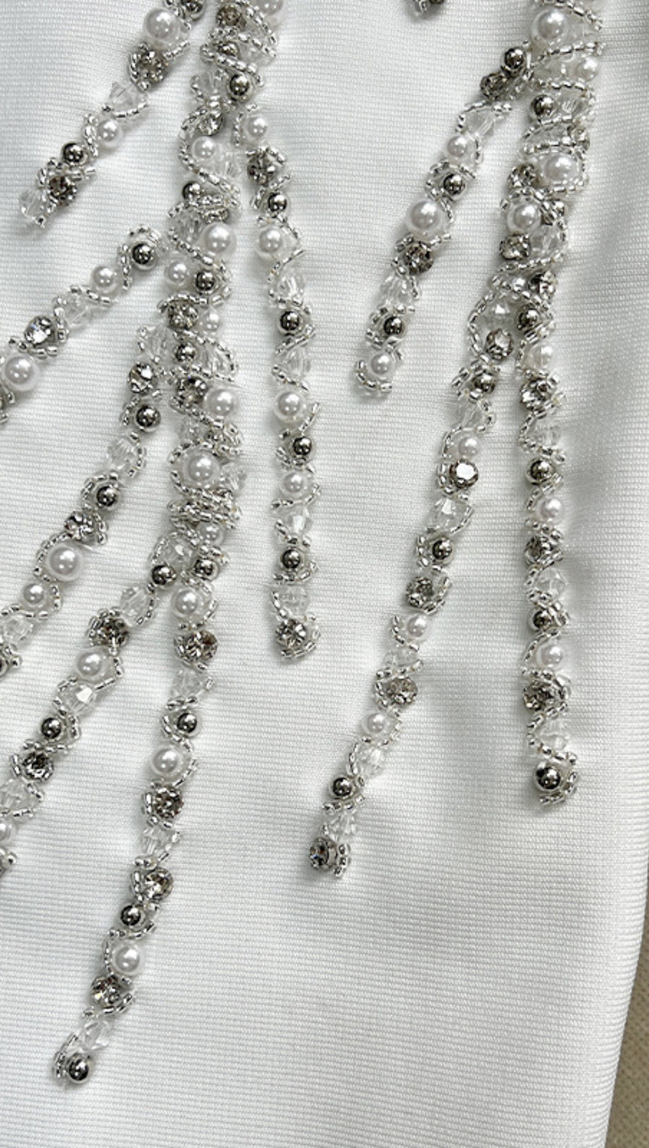 ONE SHOULDER RHINESTONE EMBELLISHED DRAPE GOWN IN WHITE