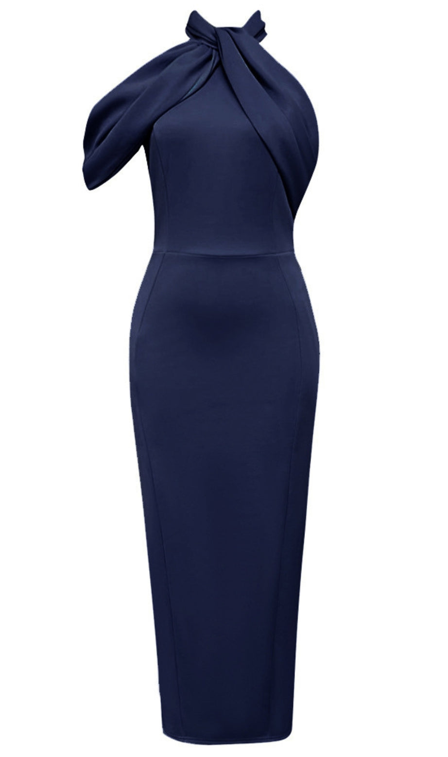 Neckholder-Midikleid mit Schleifendetail in Blau