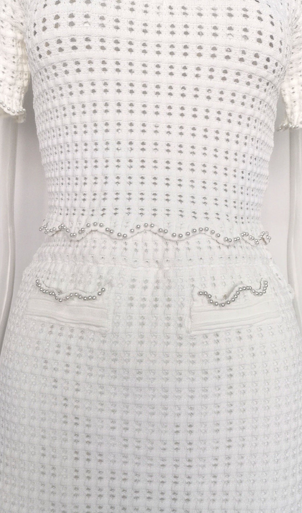 AIIZIE ANGELA RUFFLE TRIM PEARL BEADED KNIT SWEATER - product image