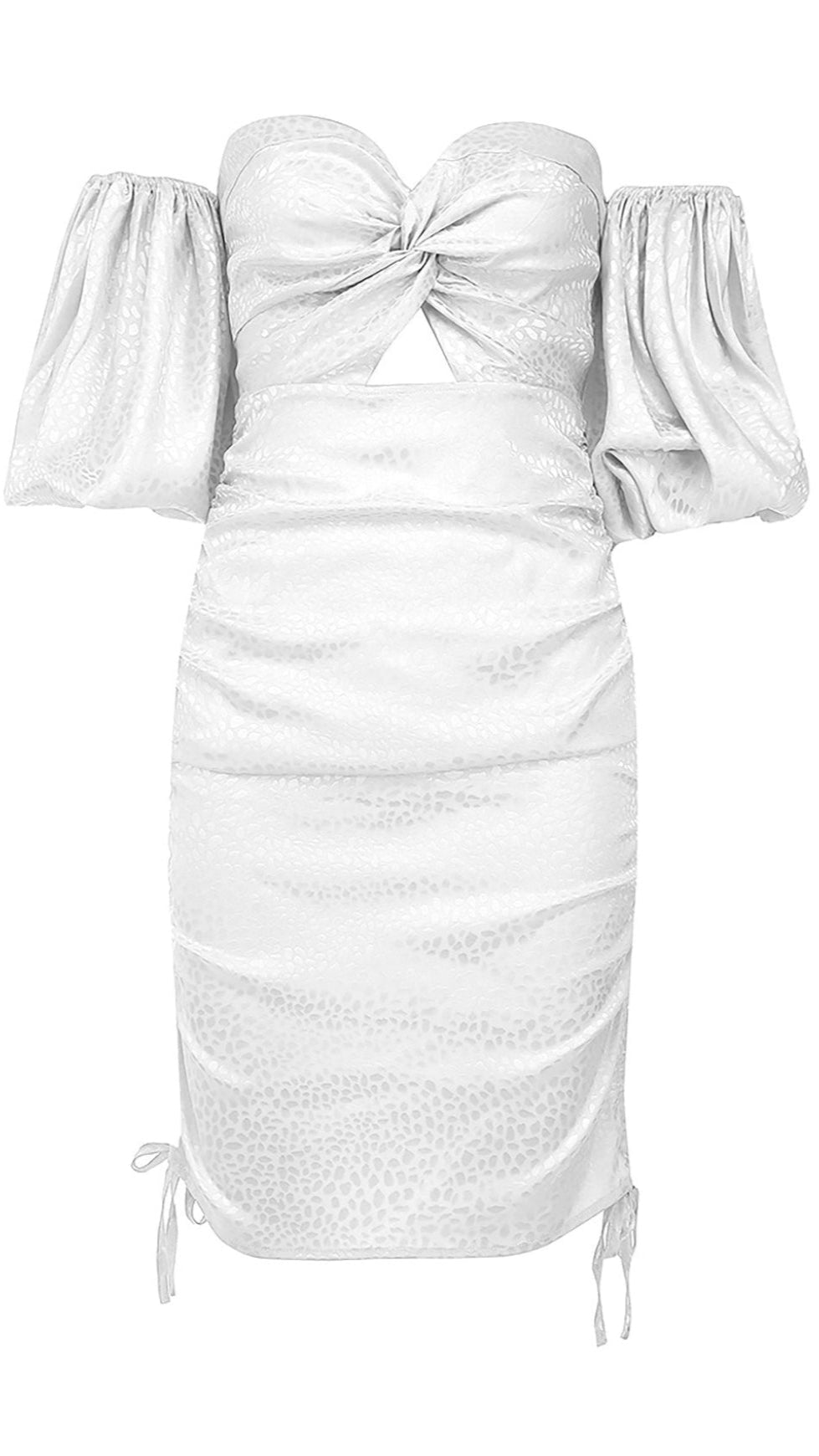 ABITO BIANCO CON SPALLE SCOPERTE E APERTURA A CHIAVE