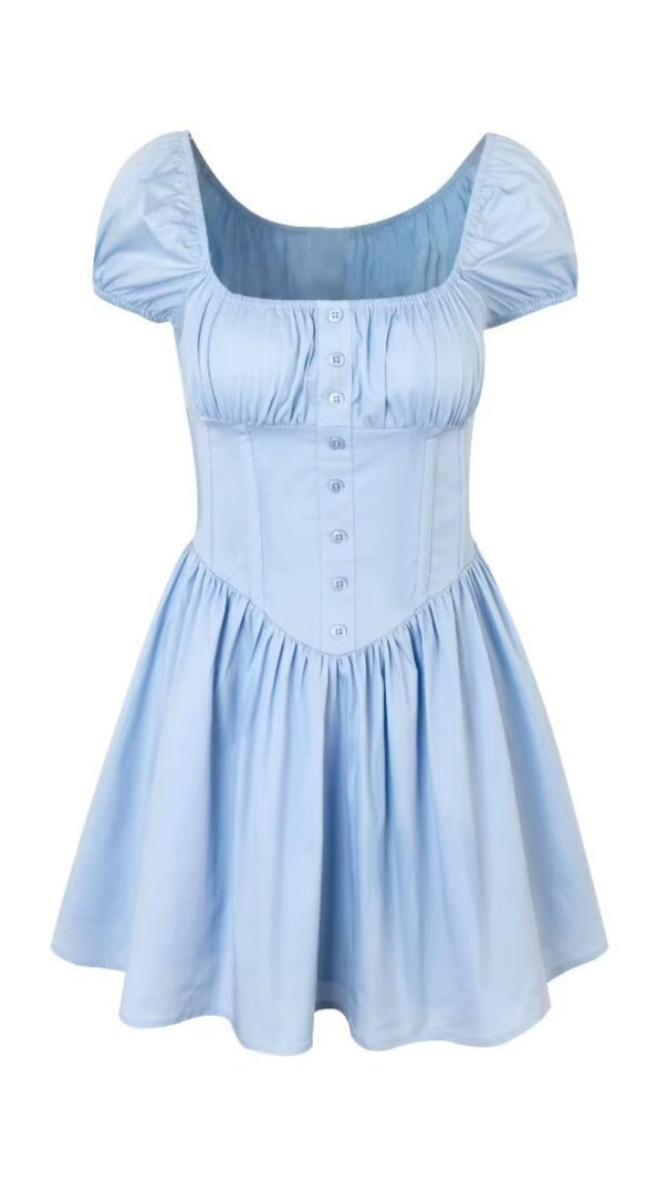 AIIZIE BABY BLUE GATHERED MINI DRESS - product image