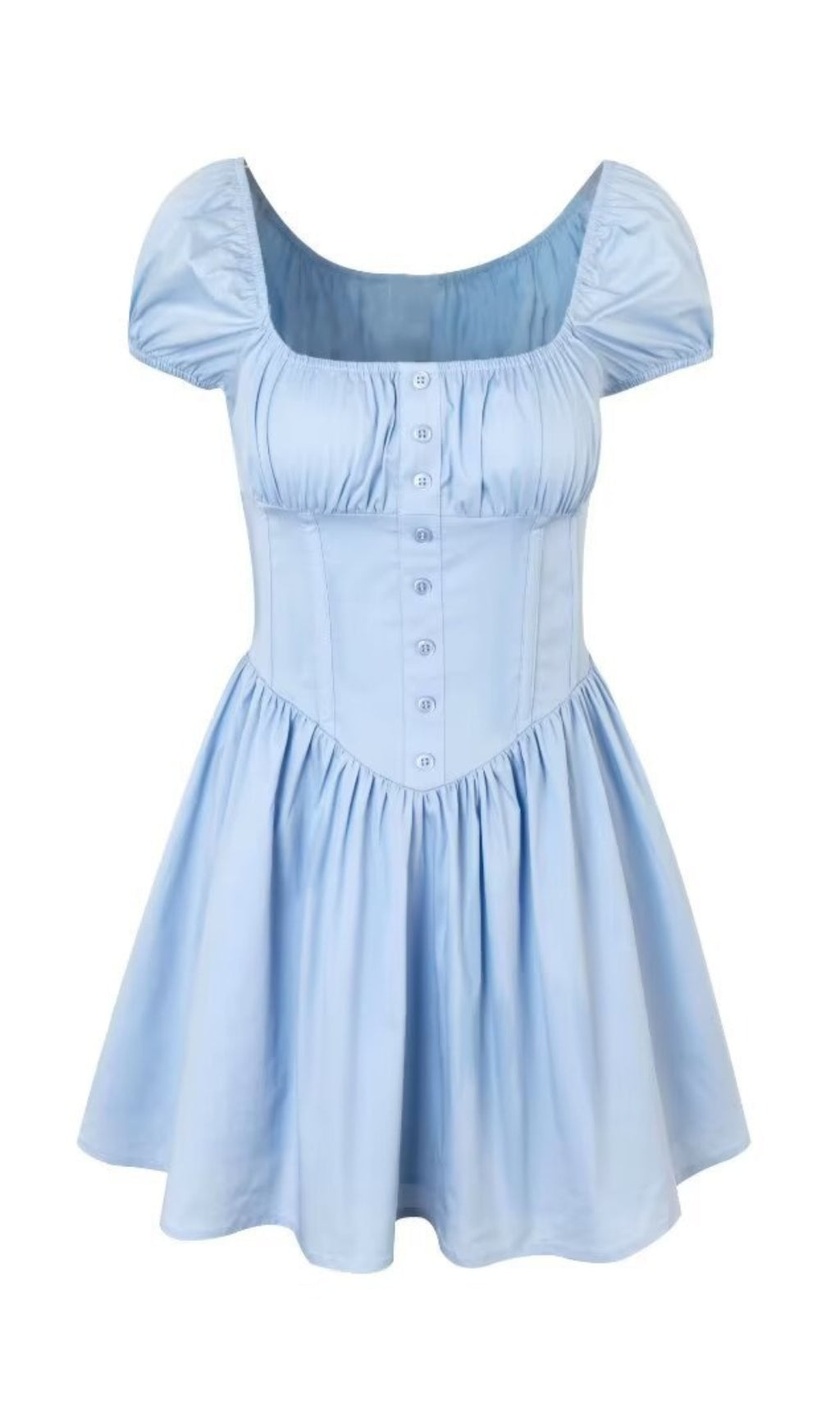 BABY BLUE GATHERED MINI DRESS