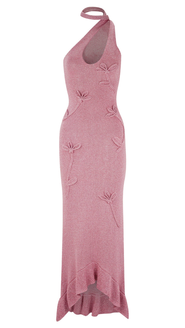 AIIZIE CELESTINO FLORAL METALLIC KNIT MAXI DRESS - PINK - product image