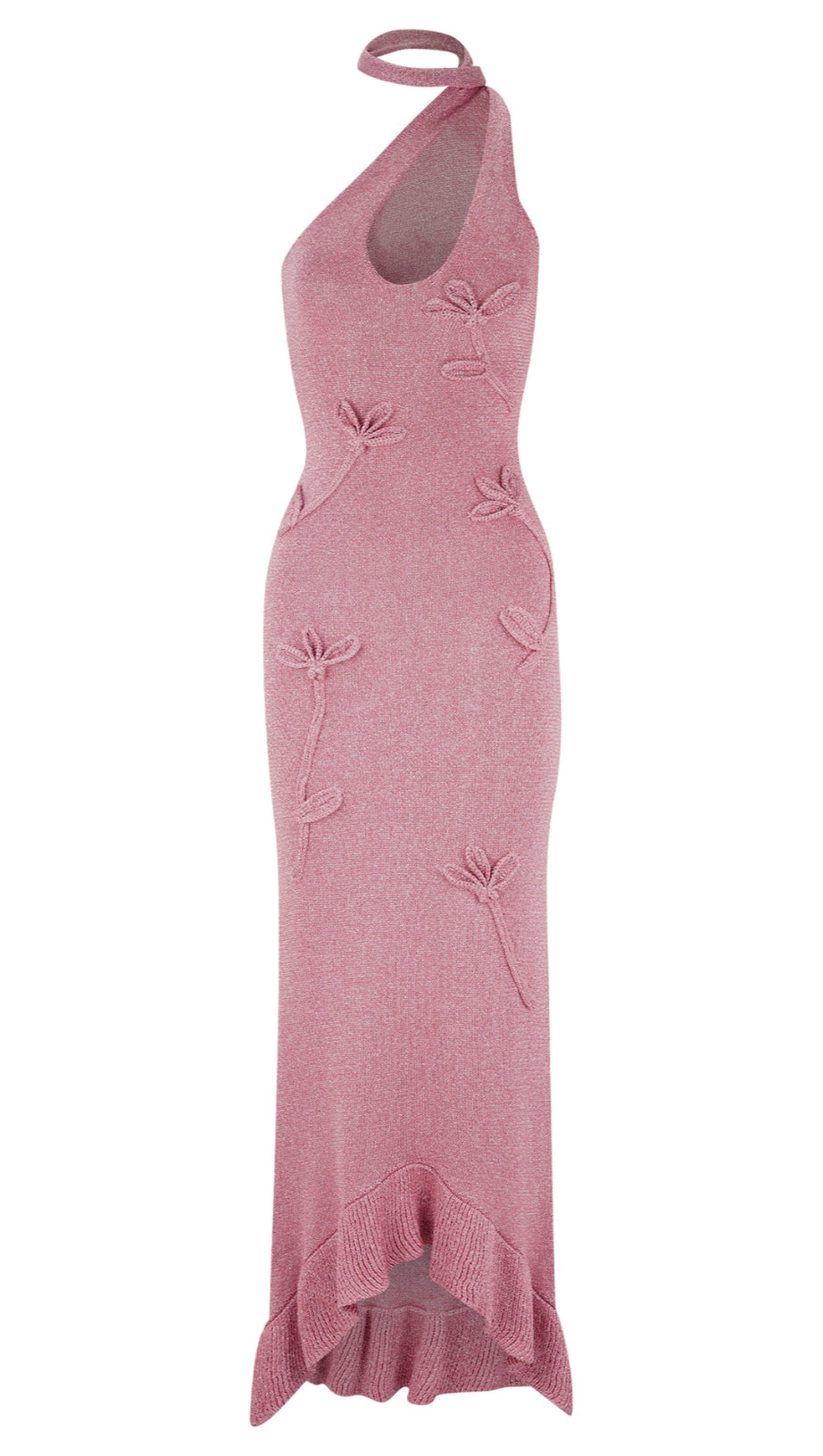 CELESTINO FLORAL METALLIC KNIT MAXI DRESS - PINK