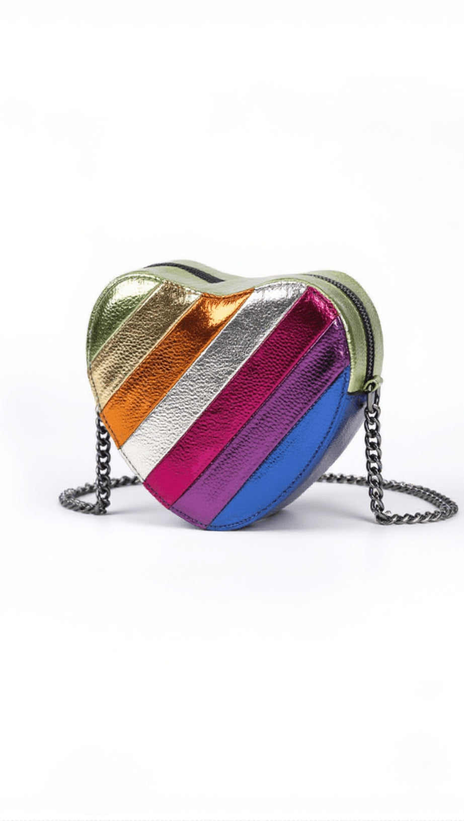 ISKRA METALLIC HEART LEATHER CLUTCH