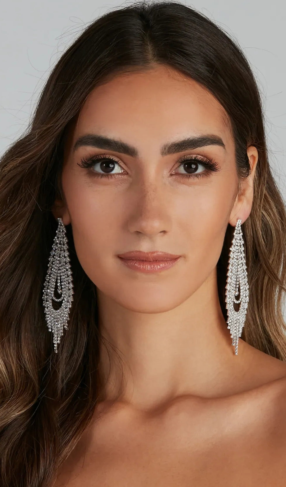 CAPTIVATE THEM RHINESTONE TEARDROP DUSTER EARRINGS