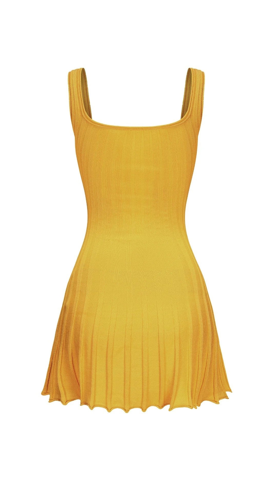 DORIS GOLF KNITTED SUSPENDER MINI DRESS IN YELLOW