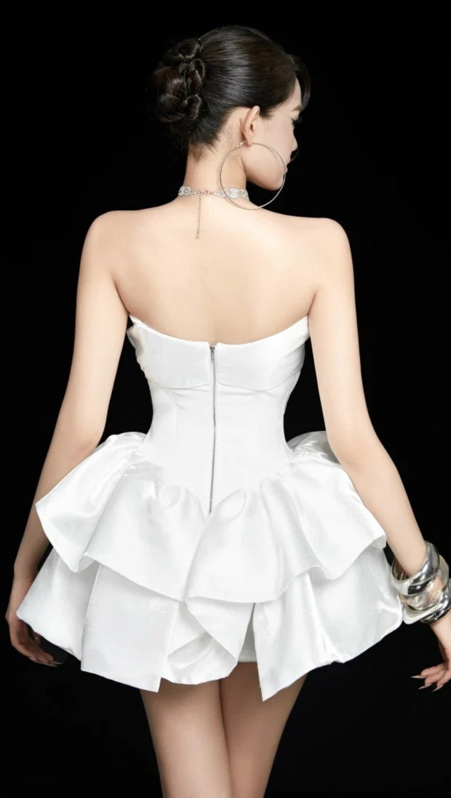 STRAPLESS CORSET MINI DRESS IN WHITE